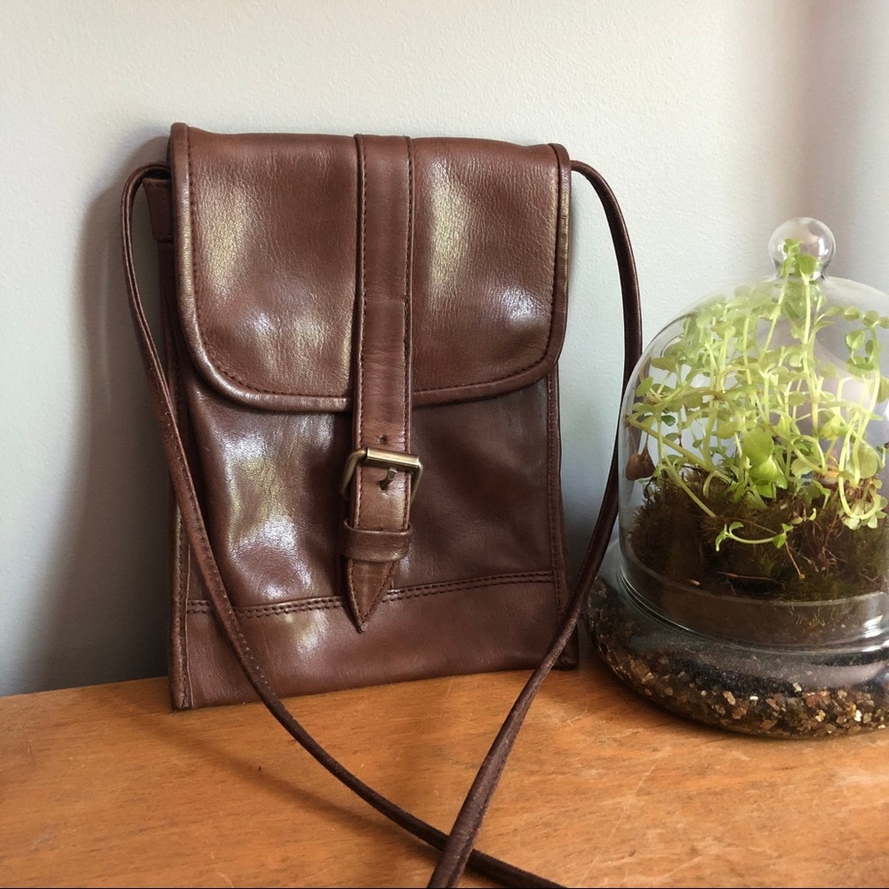 Vintage Eddie Bauer Chestnut Leather Crossbody Purse